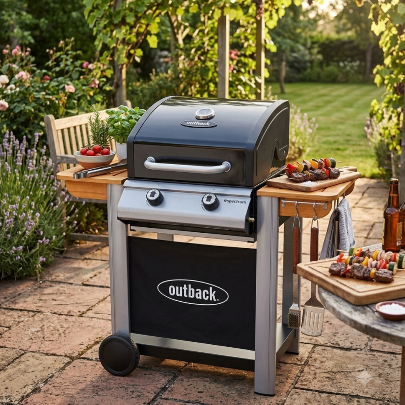 Outback Dual fuel Charcoal & Gas 4 burner BBQ