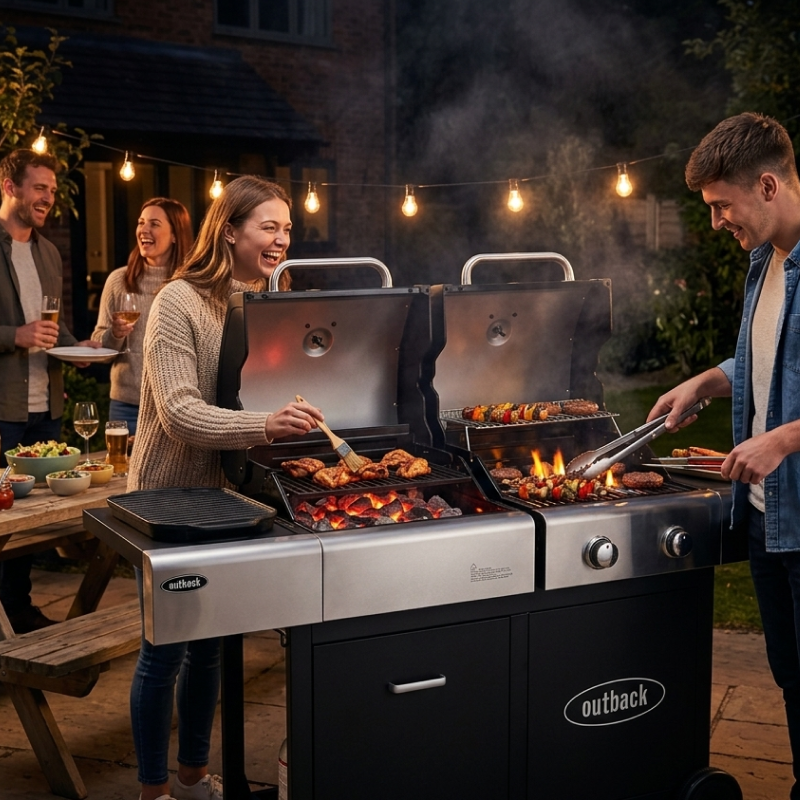 Outback Dual fuel Charcoal & Gas 4 burner BBQ Outback